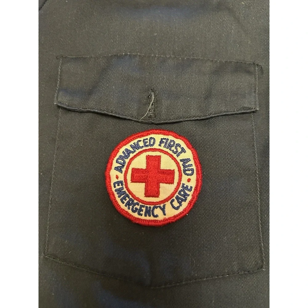 VTG 80s EMT Fire Button Up Work Shirt Dickies Size Small